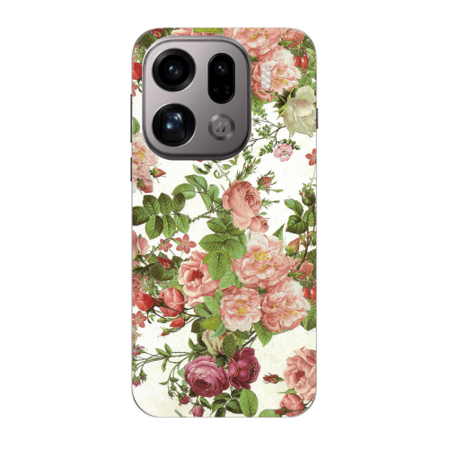 Oppo Find X9 Pro Pink roses 2 Transparent Silicone TPU Θήκη